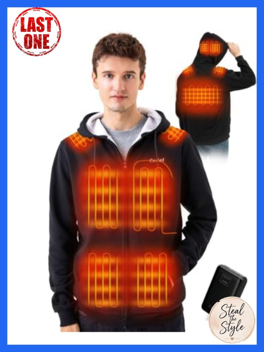 Heated Hoodie 9-Zone Battery Operated Zip Up Cold Weather Sweatshirt